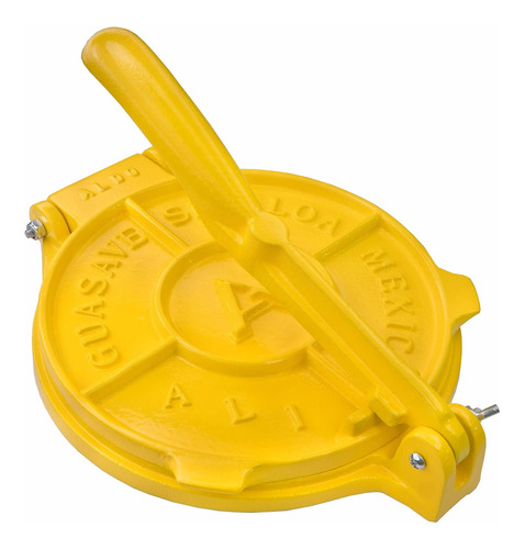 Tortilla Press 8 Pulgada Yellow- Cast Aluminum Tortilla Make