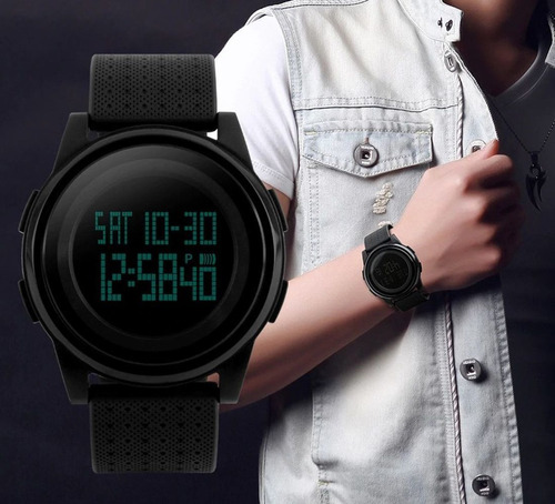 Relógio Skmei 1206 Slim Pulseira De Silicone Preto C/ N F