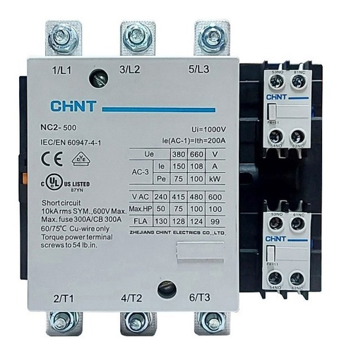 Contactor 500a 220vac 3p + 2na + 2nc Chint