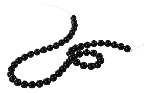 4 Perlas Semipreciosas Sueltas De Ónix Negro Redondas De 8 M