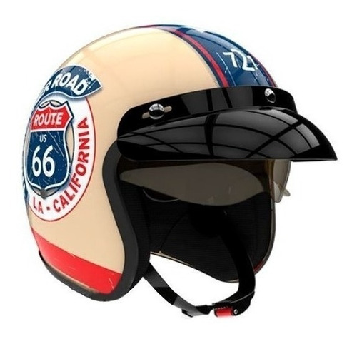 Imagen 2 de 3 de Casco para moto abierto Hawk 721 blanco ruta 66 talle L
