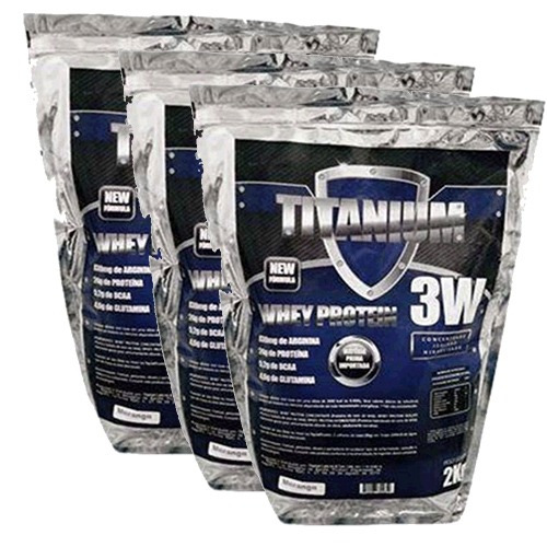 Kit 3 Pacotes Whey Protein 3w Titanium - 6 Kilos - Chocolate