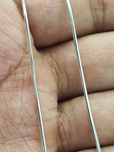 Imagen 3 de 5 de Cadena Cola De Rata Cuadrada Plata Ley .925 40 Cm X 1 Mm