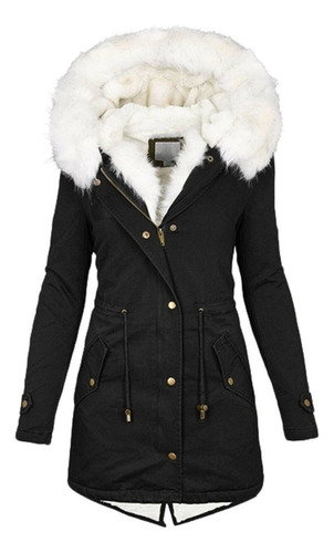 Chamarra Acolchada De Felpa For Mujer Parka Con Forro Polar