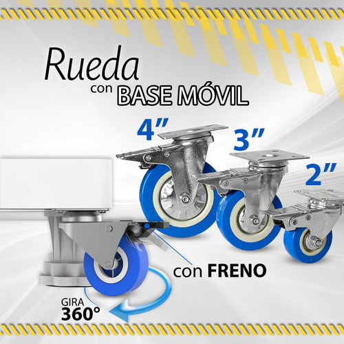 Rueda Continental C/base Movil C/freno 2 - 3 - 4 Pulgadas
