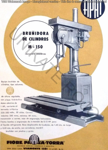 Antiguo Folleto Fipat Bruñidora Cilindro Auto Taller Años 60