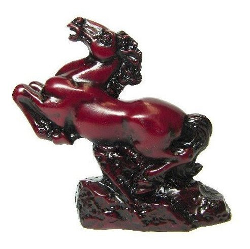 Estatua Caballo Rojo Para Activar Suerte Flor Durazno