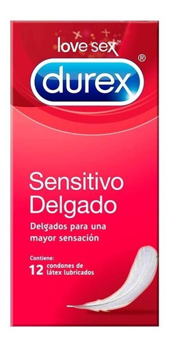 Durex Sensitivo Delgado Caja 12 Condones Preservativos Látex