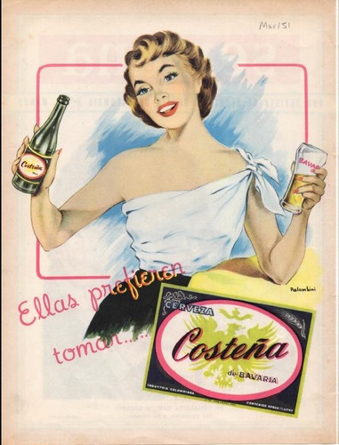 Imagen 1 de 1 de Cerveza Bavaria Costeña Antiguo Aviso Publicitario De 1951