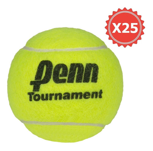 Pelota Tenis Penn Tournament Pack X 25 Sello Negro