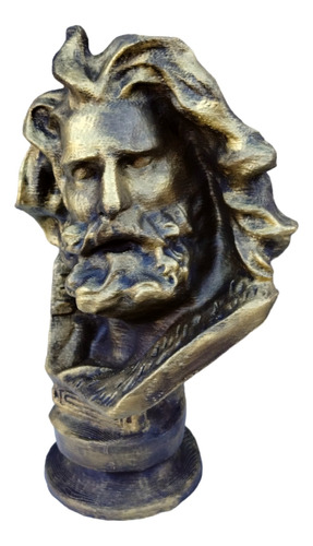 Busto Zeus Dios Griego Pintado Símil Bronce Escultura 3d