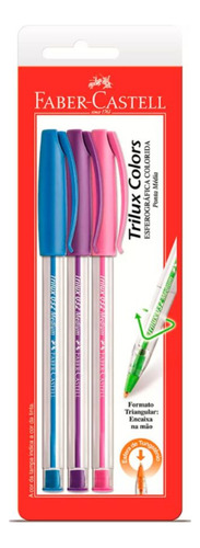 Caneta Esferográfica Faber-castell 3 Cores Sortidas Trilux