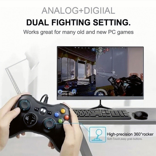 2x Control Alambrico Compatible Con Xbox 360 Y Pc Windows
