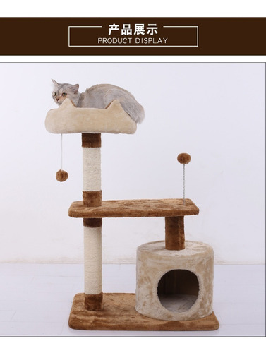 Imagen 3 de 7 de Rascador Torre 78cm Gatos Casa Cama Terciopelo + Juguete