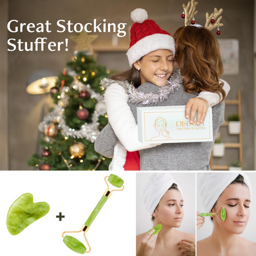 Ferramentas Faciais Jade Roller E Gua Sha Disemot Antienvelh