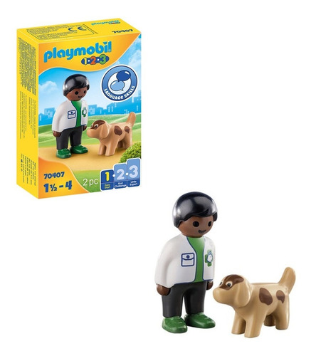 Playmobil 70407 Linea 1 2 3 Veterinario Con Perro