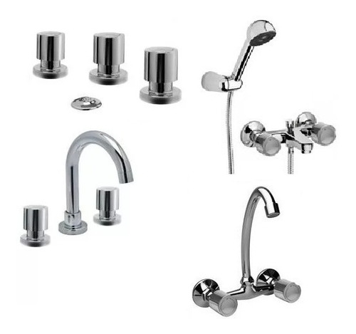 Set Grifería Latina Viva Cromo Lavatorio Bidet Ducha Cocina