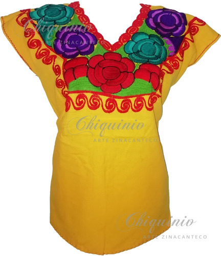 Blusa Artesanal Típica Bordado Rosas Altos De Chiapas