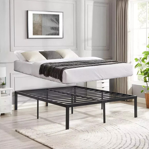 Lazydot Marco De Cama De Metal Con Espacio De Almacenamiento Debajo De La Cama, Plataforma Sencilla Y Atmosférica, Resistente Y Duradero, Tamaño Individual, Adecuado Para Recámara 152*203*36 Cm