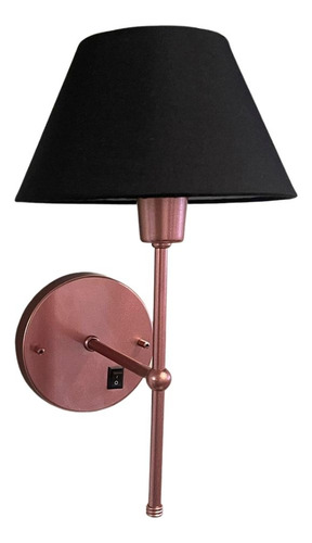 Arandela Parede Colonial Com Interruptor Na Base E Cupula Estrutura Rose Gold Com Preto 127/220v