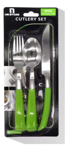 Set 3 Cubierto Cuchara Y Cuchillo De Acero Mango Acrílico