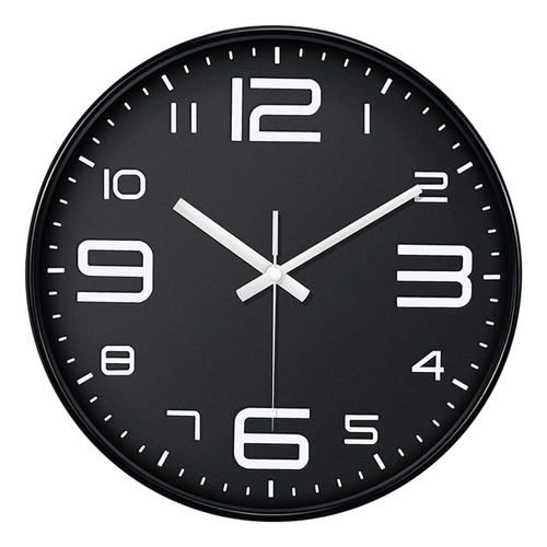 Reloj De Pared Dormitorio Sala Negro Con Números Blancos S11