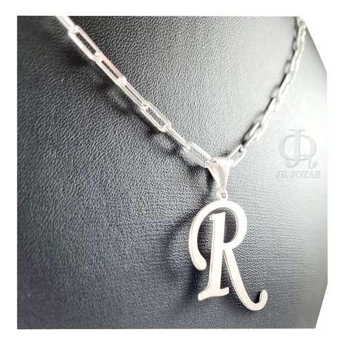 Imagen 2 de 4 de Cadena Plata 925 Forcet Largo Maciza 3,5mm 45cm E Inicial
