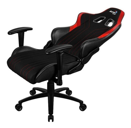 Silla de escritorio AeroCool Aero 1 Alpha gamer ergonómica negra y roja con tapizado de cuero sintético