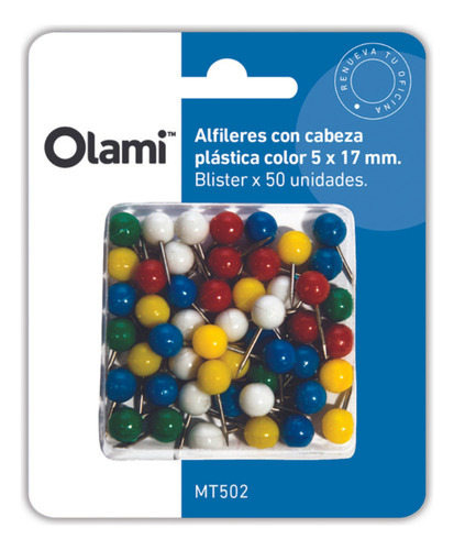 Alfiler Olami Con Cabeza De Color X 50 17 Mm De Largo Mt502 Cabeza Surtidos
