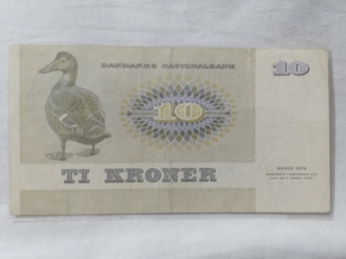 Billete De Dinamarca 10 Koronas Del Año 1972