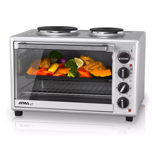 Horno Grill Atma 50lts Gris Hg 5010 Ae 3550w Con 2 Anafes