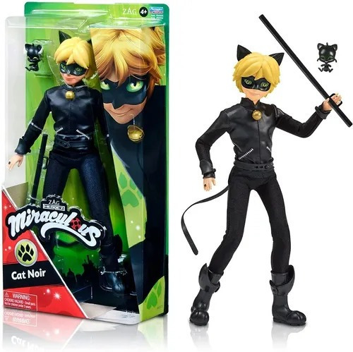 Imagen 3 de 3 de Cat Noir Miraculous Ladybug Muñeca Articulada Juguete Bandai