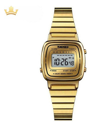Relógio Feminino Digital Skmei1252 Dourado Vintage Dourado