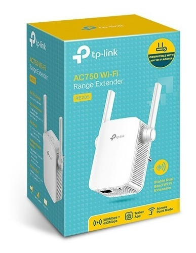 Amplificador De Señal Tp-link Re205 Ac750 Dual Band 2 Ant   