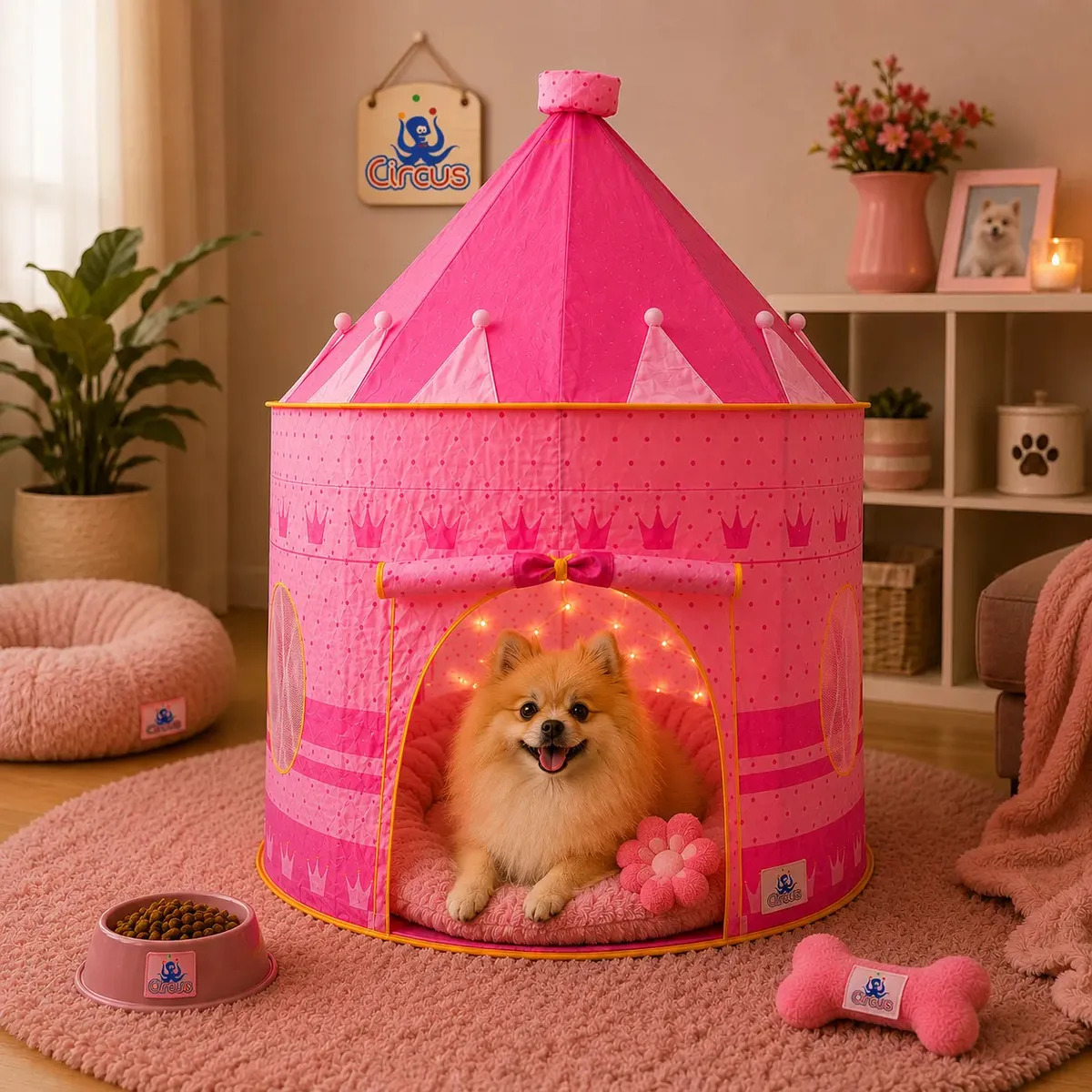 Casa Casinha Cachorro Toca Pet Cabana Cachorros Gato Pequeno Rosa Luxo Dobrável Portátil