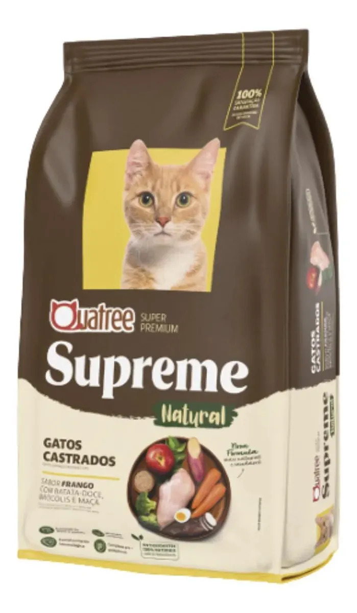 Ração Quatree Supreme Natural Gatos Castrados Frango 2,5kg