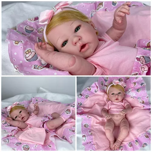 Boneca Bebe Reborn Original Loira Membros Silicone 