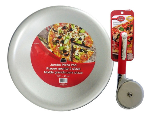 Combo Pizzero Molde 40cm Pizza + Rebanador De Pizza