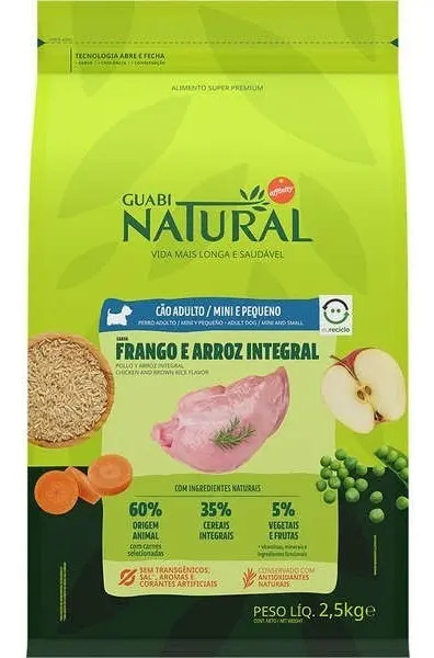 Ração Seca Guabi Natural Cão Adulto Pequenas Frango Arroz 2,5 Kg