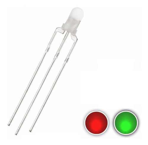 25x Leds Difuso 3mm Rg Bicolor Verde E Vermelho Cátodo Comum