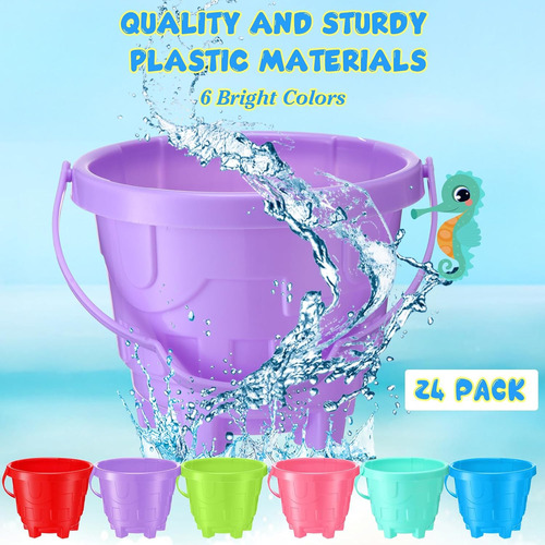 24 Juegos De Cubos De Playa Para Ninos Con Palas, Castill...