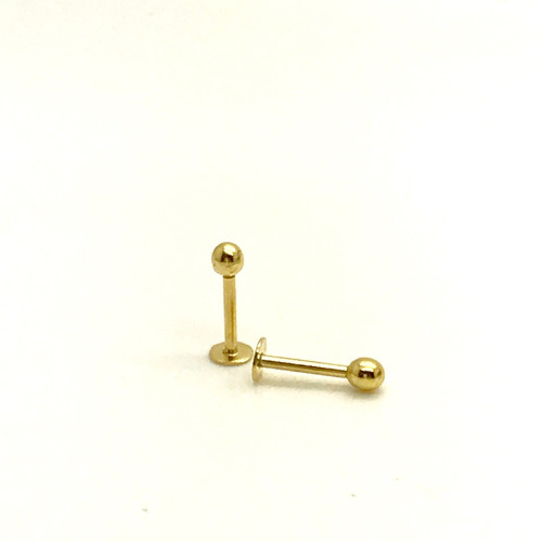 Ouro 18k Piercing Rosto Labret Bolinha Placa Corpo 8 Mm