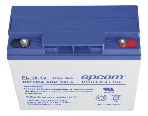 Batería Recargable 12 V 18 Ah Tecnología Agm Vrla Epcom