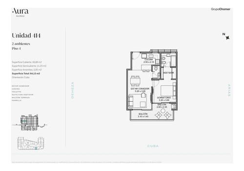 Departamento 2 Ambientes Con Balcón - Aura Nuñez -