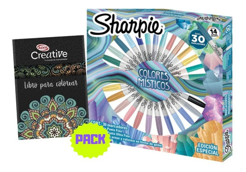 Pack Sharpie Colores Místicos Más  Libro Mándala