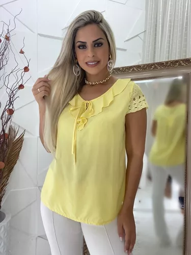 Blusa Feminina Social Manga Curta Moda Evangelica Executiva