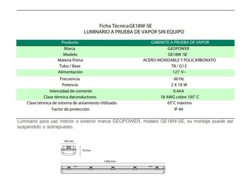 Imagen 7 de 7 de Paq 2 Gabinete A Prueba De Vapor Con 6 Tubos Led 18w 6500k
