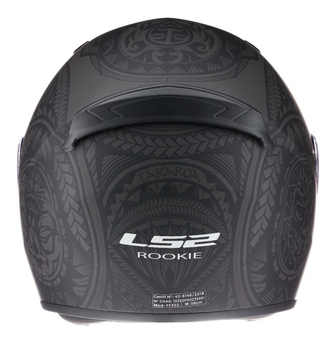Imagen 7 de 9 de Casco Integral Moto Ls2 352 Rookie Takaroa Negro Mate
