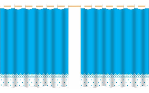 Cortina Decoração Para Sala Quarto Azul Poá 2,80x1,40m