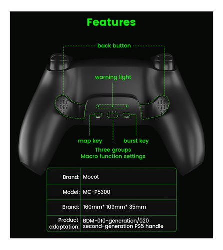 Botón Trasero S3 Data Frog Para Conectar El Controlador Ps5